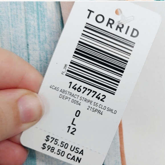 Torrid Super Soft Stripe Cold Shoulder Maxi Dress Women's Plus Size 0x NWT - Picture 7 of 8